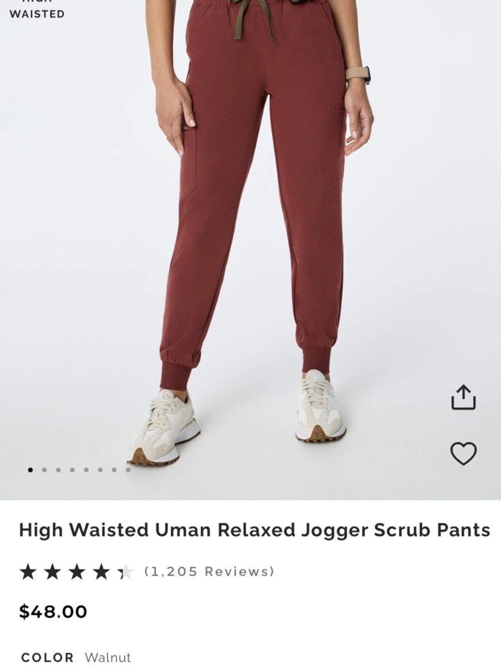 FIGS Walnut High-Waisted Uman Relaxed Jogger Scrub Pants
